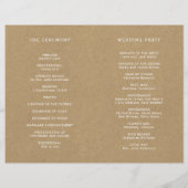 Simple Faux Rustic Kraft Wedding Programme (Achterkant)