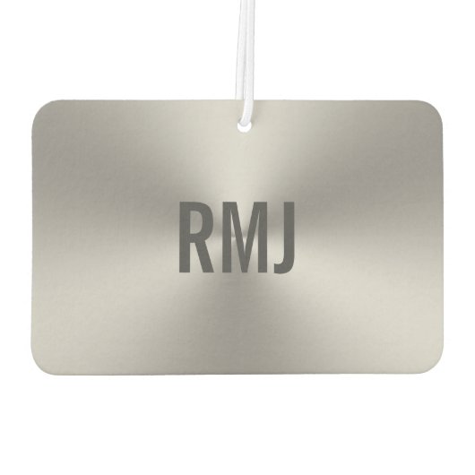 Simple Faux Silver Grey Monogram Luchtverfrisser (Achterkant)