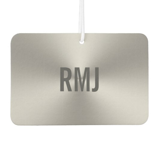 Simple Faux Silver Grey Monogram Luchtverfrisser (Voorkant)