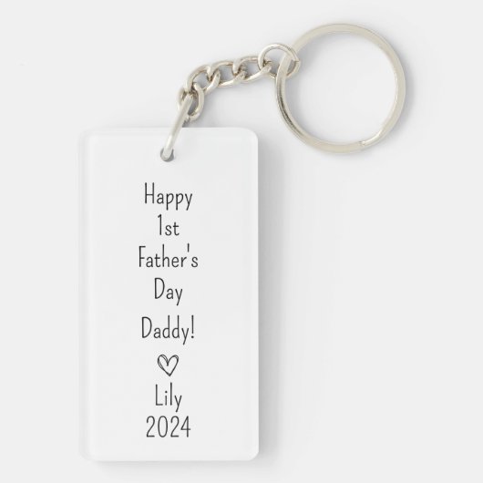 Simple First Father's Day Photo Sleutelhanger (achterkant)