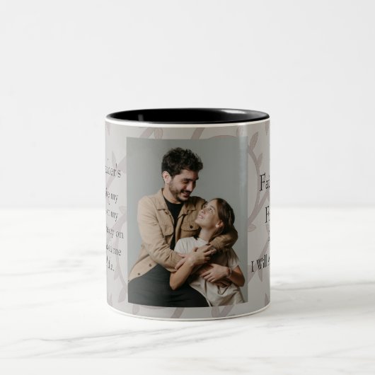 Simple First Father's Day Picture Collage Tweekleurige Koffiemok (Center)