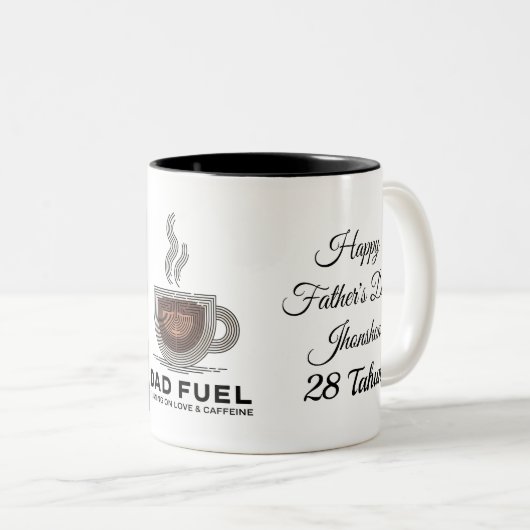 Simple First Father's Day Picture Collage Tweekleurige Koffiemok (Voorkant rechts)