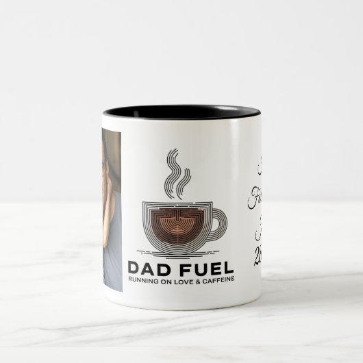 Simple First Father's Day Picture Collage Tweekleurige Koffiemok (Center)