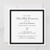 Simple First Holy Communion Black White Invitation Kaart (Voorkant)