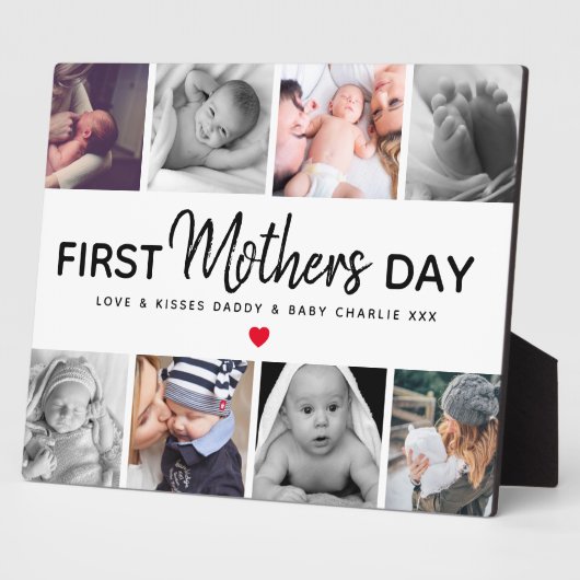 Simple First Moederdag Afbeelding Collage Keepslag Fotoplaat (Zijkant)
