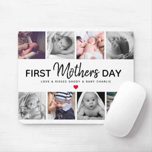 Simple First Moederdag Afbeelding Collage Keepslag Muismat (Met muis)