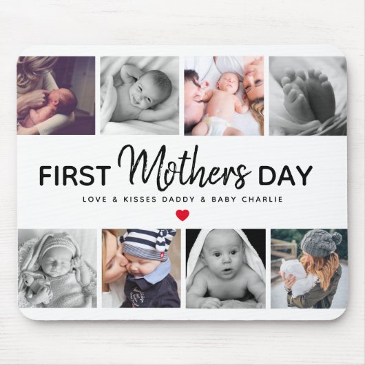 Simple First Moederdag Afbeelding Collage Keepslag Muismat (Voorkant)