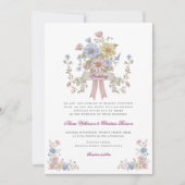Simple Floral all in one wedding website qr code  Kaart (Voorkant)
