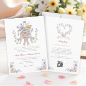 Simple Floral all in one wedding website qr code  Kaart