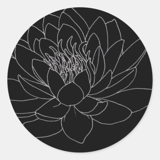 Simple Floral - Beutiful Lotus Ronde Sticker (Voorkant)