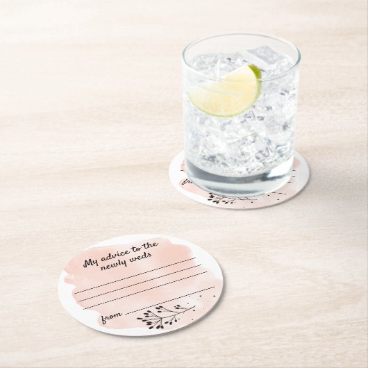 Simple Floral Blush Weddenschap Ronde Kartonnen Onderzetter (Insitu)