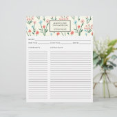 Simple Floral Botanical Pink Blue Flower Recipe (Staand voorkant)