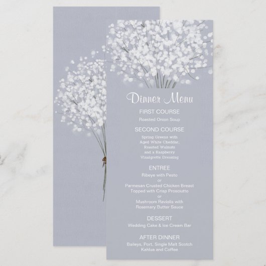 Simple Floral Bouguet Wedding Menu (Voorkant / Achterkant)