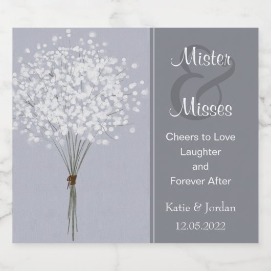 Simple Floral Bouquet Sparkling Wijnetiket (Enkel label)