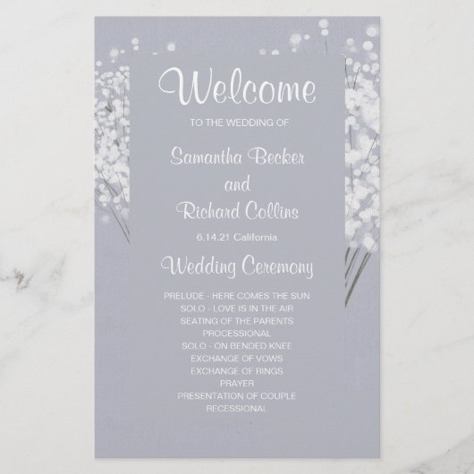 Simple Floral Bouquet Wedding Programme (Voorkant)