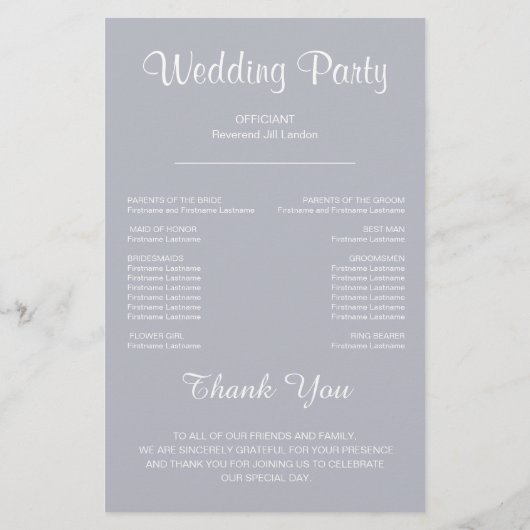 Simple Floral Bouquet Wedding Programme (Achterkant)