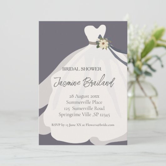 Simple Floral Bride Gown Vrijgezellenfeest Kaart (Staand voorkant)