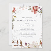 Simple Floral Brunch en Bubble Vrijgezellenfeest Kaart (Voorkant)