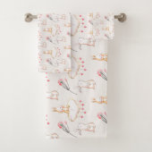 Simple Floral Bunny Pattern Pasen | Handdoekset Bad Handdoek (Insitu)