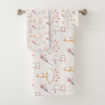 Simple Floral Bunny Pattern Pasen | Handdoekset