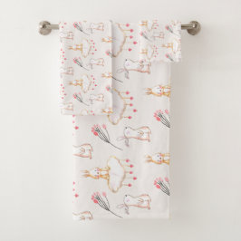 Simple Floral Bunny Pattern Pasen | Handdoekset Bad Handdoek