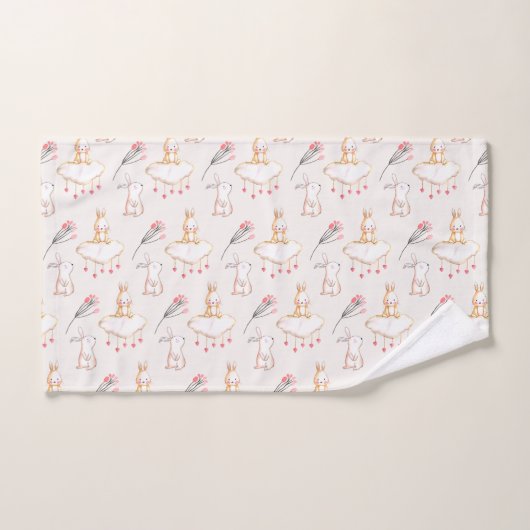Simple Floral Bunny Pattern Pasen | Handdoekset Bad Handdoek (Handdoek)