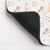 Simple Floral Bunny Pattern Pasen | Mousepad Muismat (Hoek)