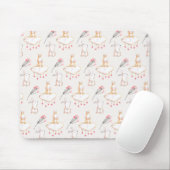 Simple Floral Bunny Pattern Pasen | Mousepad Muismat (Met muis)