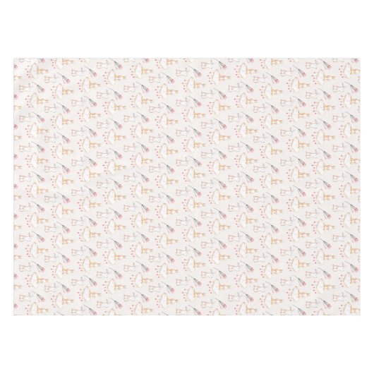 Simple Floral Bunny Pattern Pasen | Tablecloth Tafelkleed (Voorkant (Horizontaal))