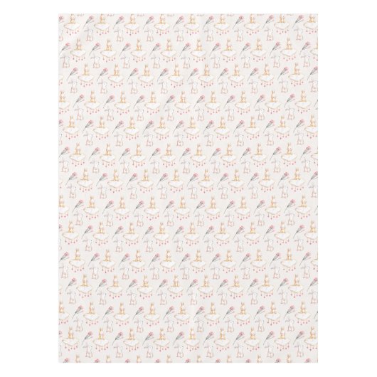 Simple Floral Bunny Pattern Pasen | Tablecloth Tafelkleed (Voorkant)