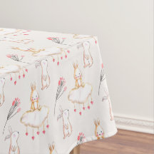 Simple Floral Bunny Pattern Pasen | Tablecloth