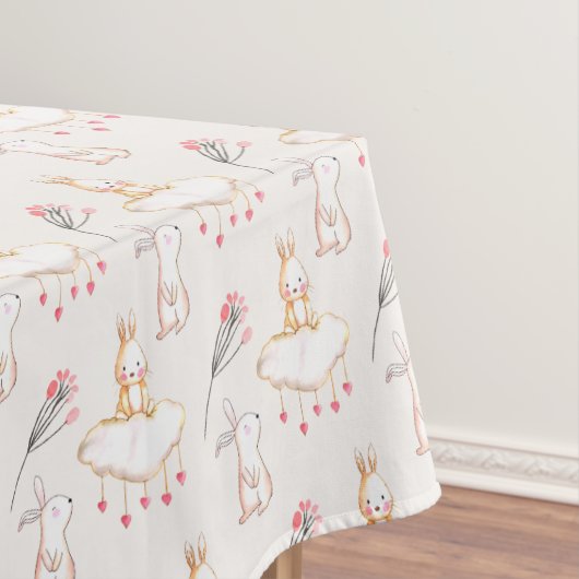 Simple Floral Bunny Pattern Pasen | Tablecloth Tafelkleed (Voorbeeld)