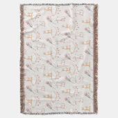 Simple Floral Bunny Pattern Pasen | Throw Blanket Deken (Voorkant Verticaal)