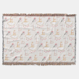 Simple Floral Bunny Pattern Pasen | Throw Blanket Deken