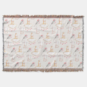 Simple Floral Bunny Pattern Pasen Throw Blanket Deken