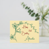 Simple Floral Butter Yellow Named & Aged Birthday Briefkaart (Staand voorkant)