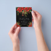 Simple Floral Christmas Holiday Black Invite Menu (Hand)
