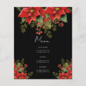 Simple Floral Christmas Holiday Black Invite Menu (Achterkant)