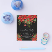 Simple Floral Christmas Holiday Black Invite Menu (Enkel)
