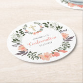 Simple Floral Confirmation Party Ronde Kartonnen Onderzetter (Gebogen)