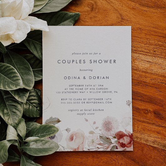 Simple Floral Couples Shower Kaart