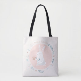 Simple Floral Easter Bunny | Canvas tas