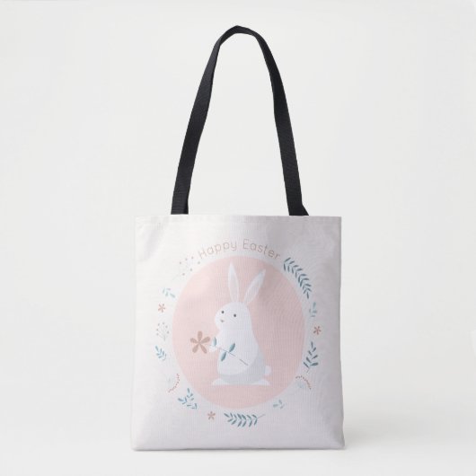 Simple Floral Easter Bunny | Canvas tas (Voorkant)