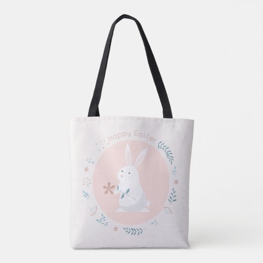 Simple Floral Easter Bunny | Canvas tas (Achterkant)