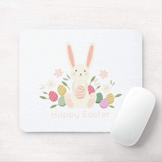 Simple Floral Easter Bunny | Mousepad Muismat (Met muis)