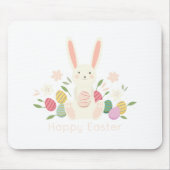 Simple Floral Easter Bunny | Mousepad Muismat (Voorkant)