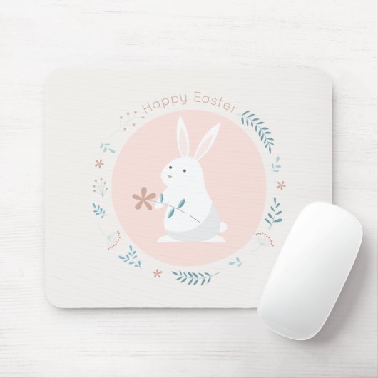 Simple Floral Easter Bunny | Mousepad Muismat (Met muis)