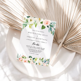 Simple Floral Foliage Calligraphy Spain Wedding Kaart