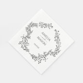 Simple Floral Frame Black and White Paper Wedding Servet (Hoek)