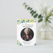 Simple floral Funeral Memorial Prayer Photo Card Visitekaartje (Staand voorkant)